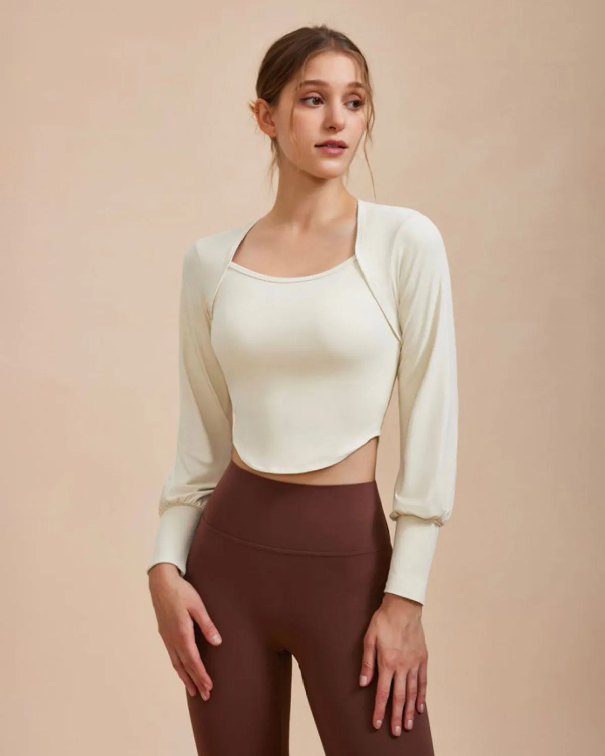 White Round Neck Long Sleeve Top