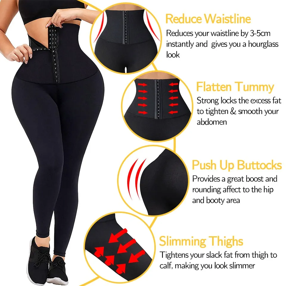 Women's High Waist Trainer Sports Leggings Gym Fitness Compression Tights Tummy Control Workout Legging Slimming Shaper