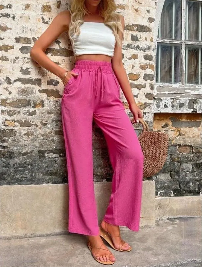 Women’s High Waist Wide Leg Pants with Pockets