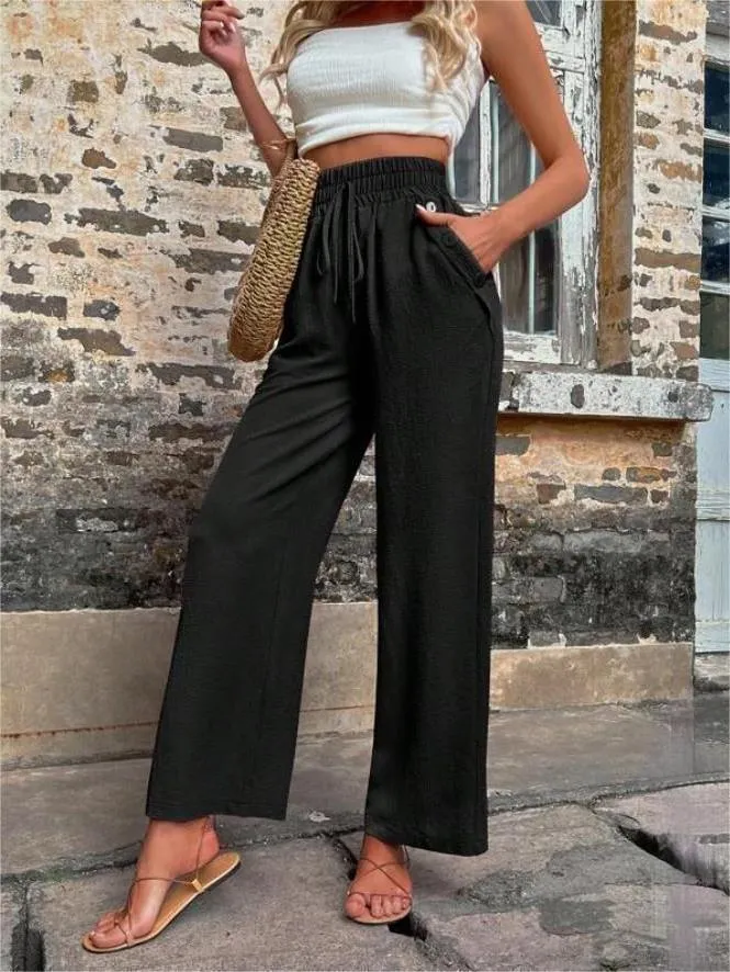 Women’s High Waist Wide Leg Pants with Pockets