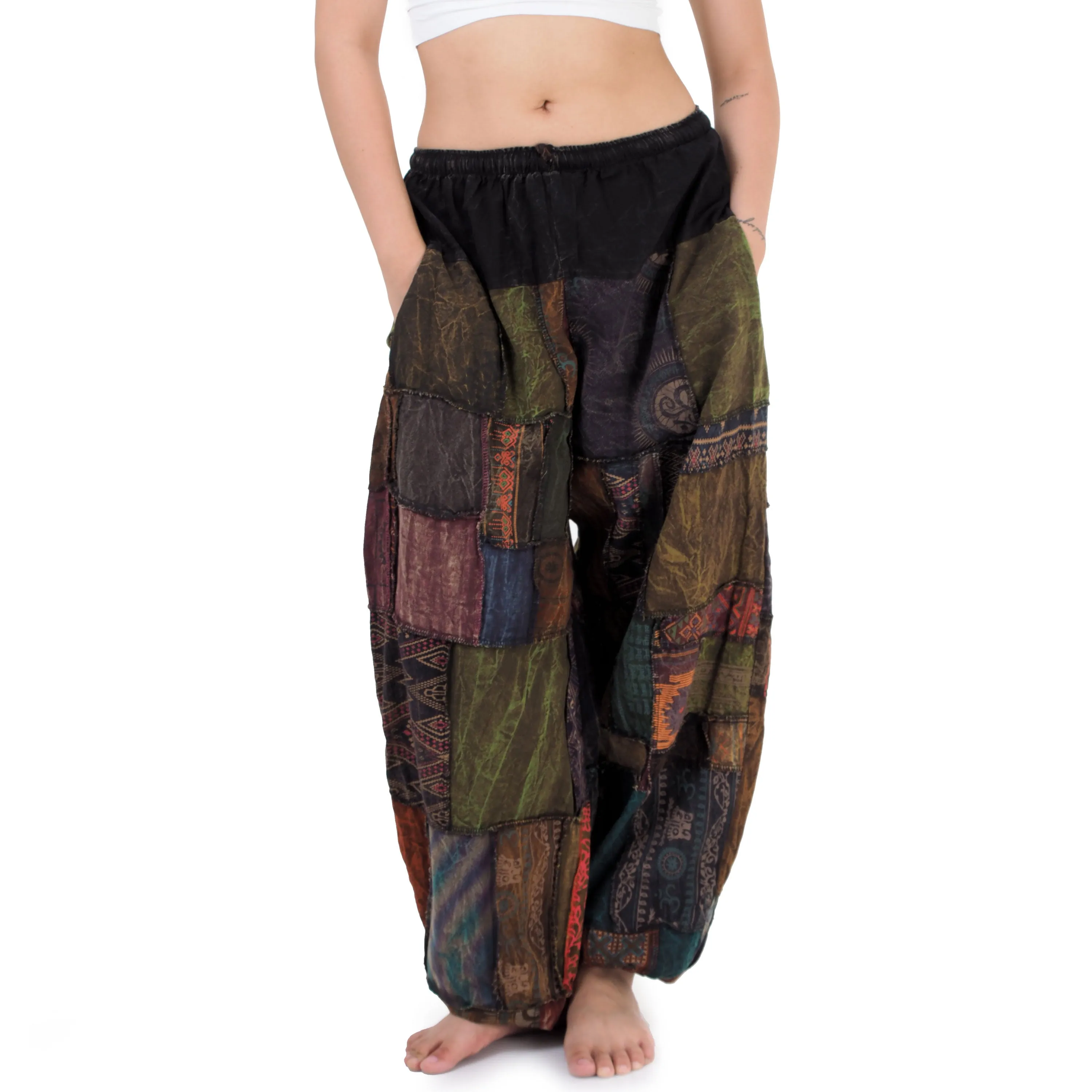 Women's Patchwork Harem Pants Ocean Calm