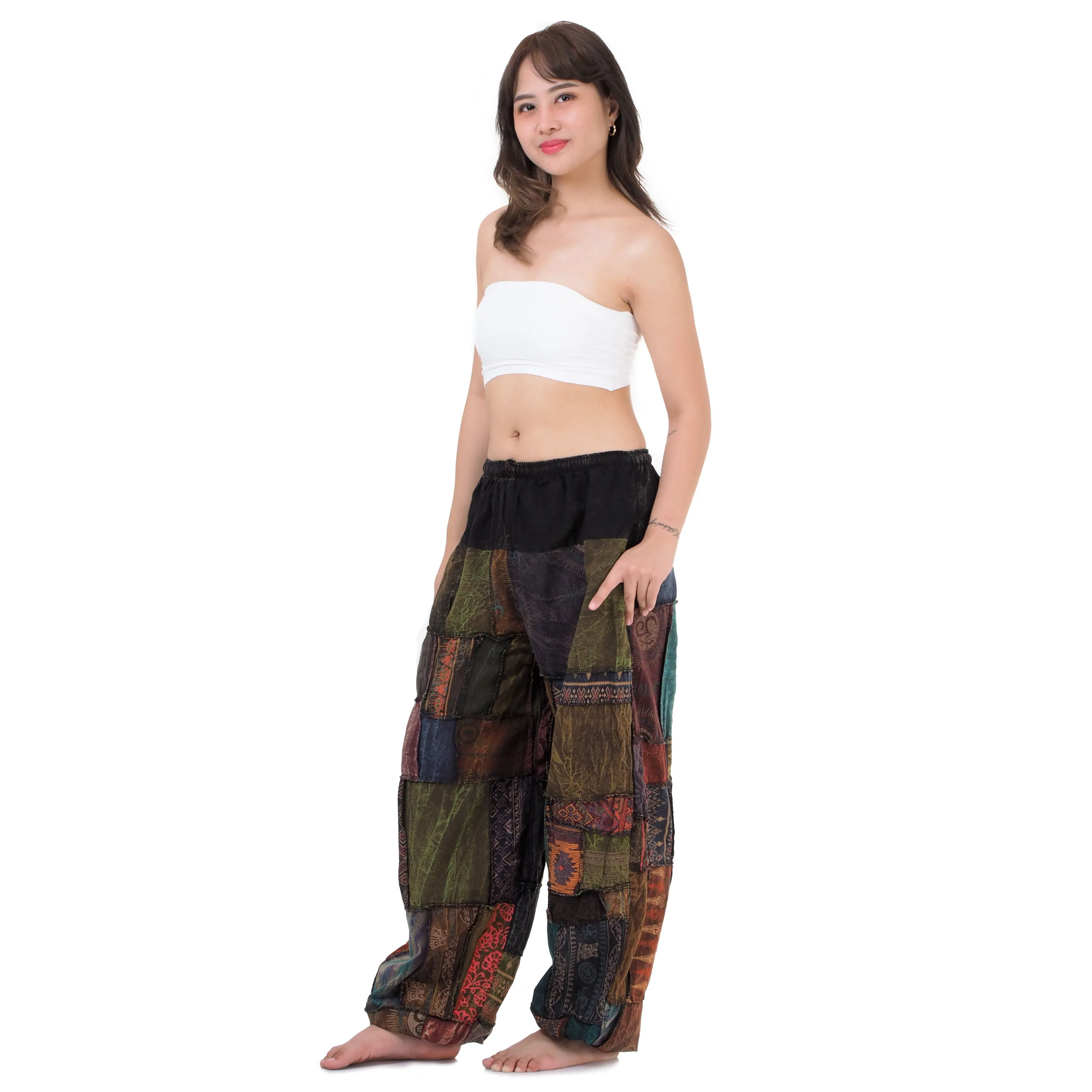 Women's Patchwork Harem Pants Ocean Calm