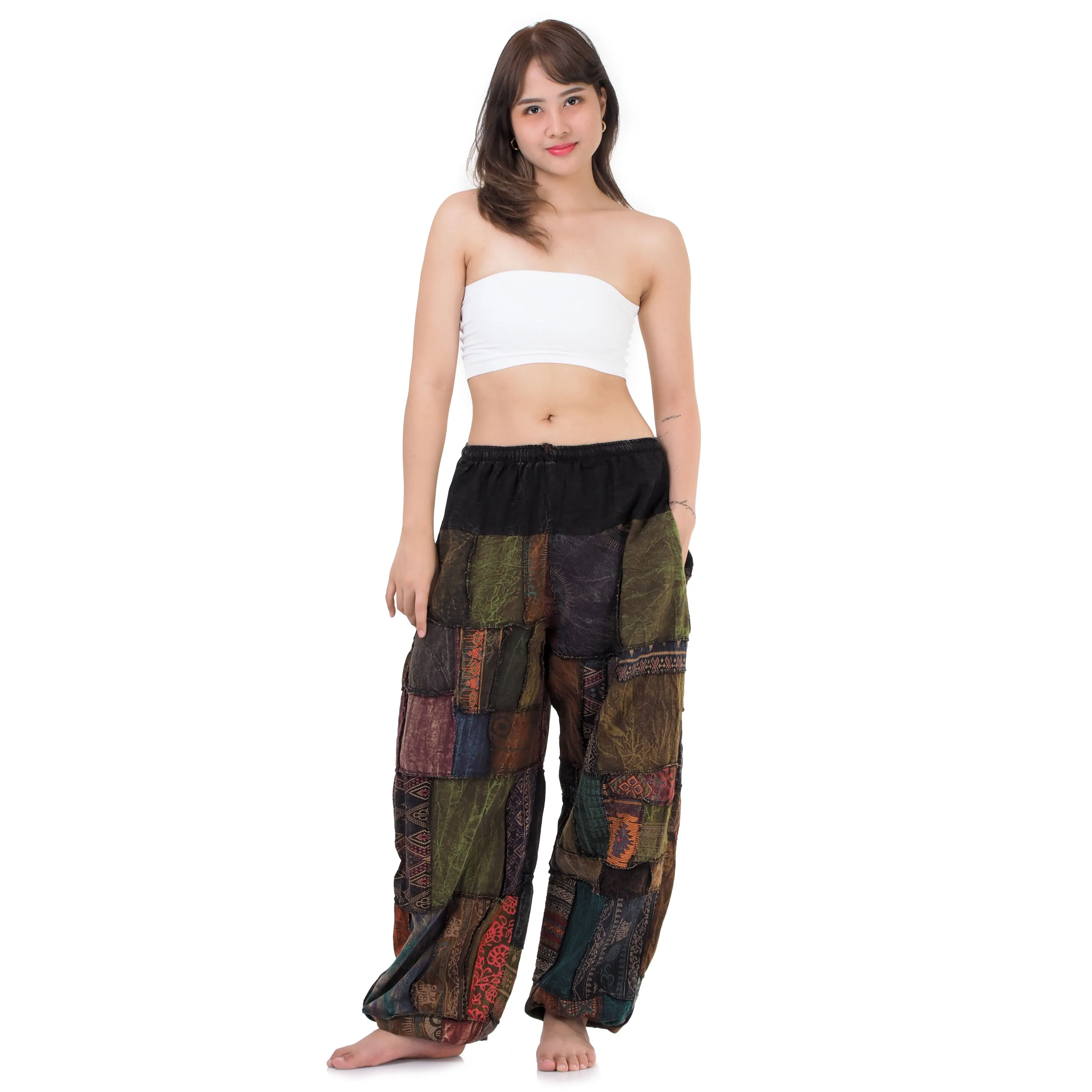 Women's Patchwork Harem Pants Ocean Calm