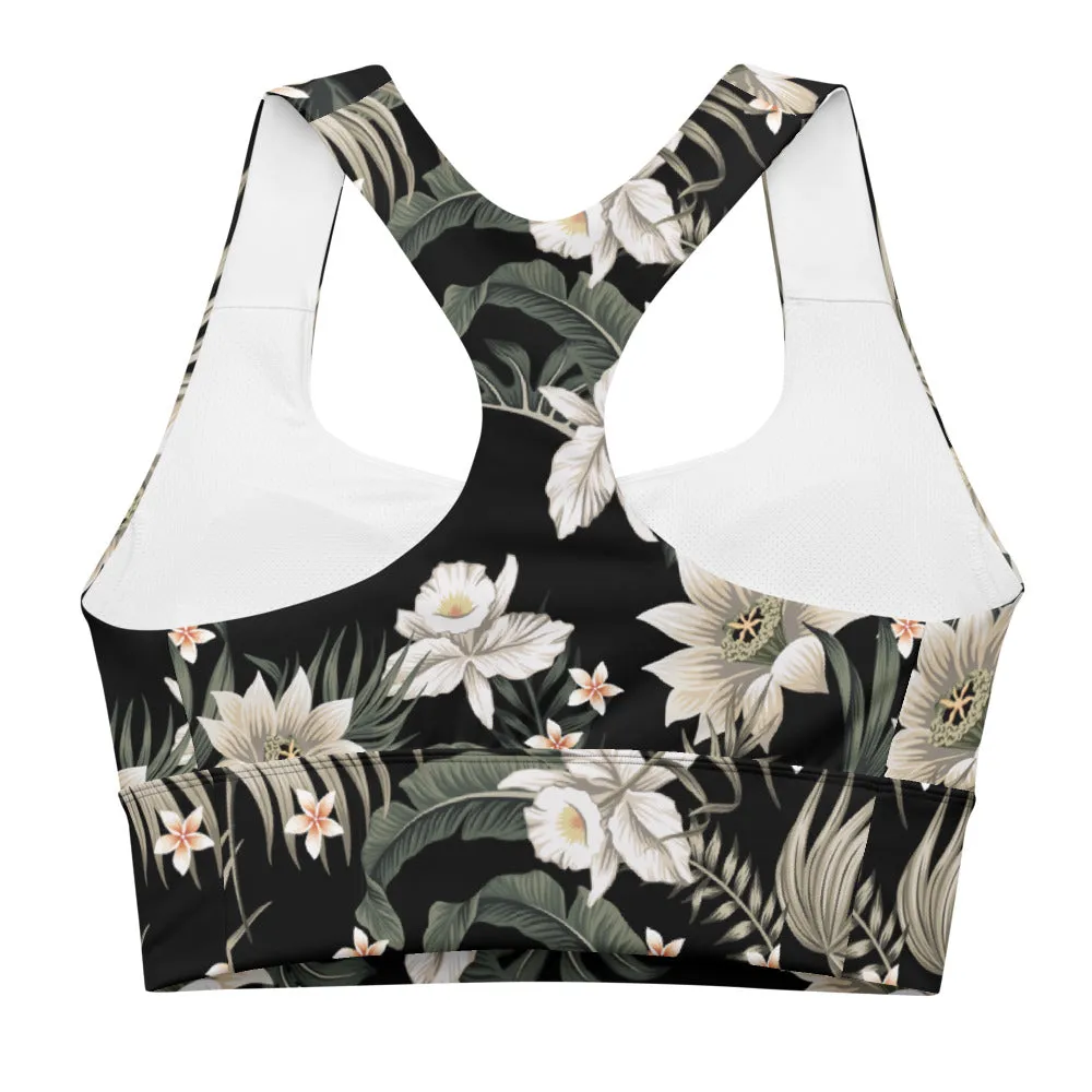 Women's Swim Sports Bra UPF 50  Hawaiian Lilly Compression Sports Bra, XS-3XL