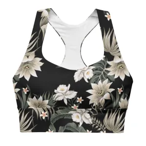 Women's Swim Sports Bra UPF 50  Hawaiian Lilly Compression Sports Bra, XS-3XL