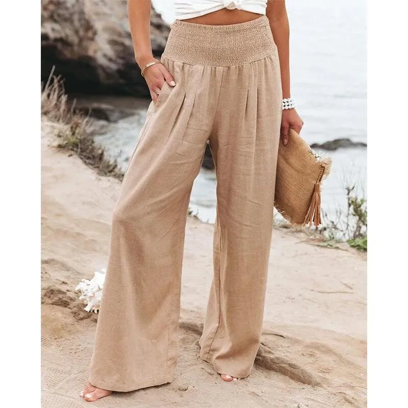 Women's Wide Leg Palazzo Lounge Pants | High Waist Yoga Sweatpants with Pockets, Loose Flowy Beach Pant