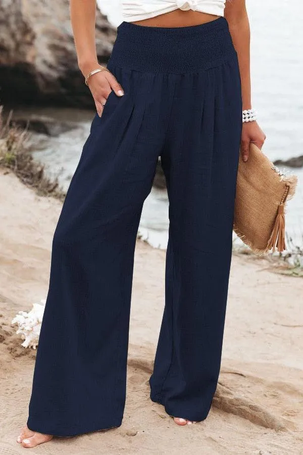 Women's Wide Leg Palazzo Lounge Pants | High Waist Yoga Sweatpants with Pockets, Loose Flowy Beach Pant