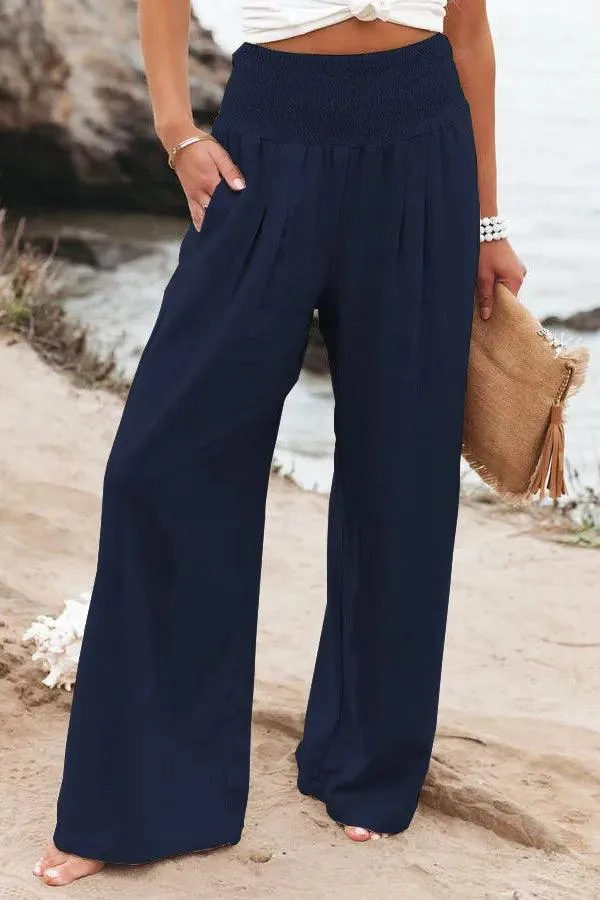 Women's Wide Leg Palazzo Lounge Pants | High Waist Yoga Sweatpants with Pockets, Loose Flowy Beach Pant