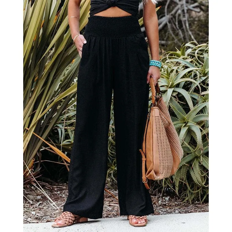 Women's Wide Leg Palazzo Lounge Pants | High Waist Yoga Sweatpants with Pockets, Loose Flowy Beach Pant