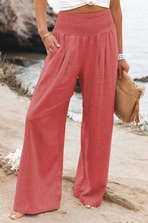 Women's Wide Leg Palazzo Lounge Pants | High Waist Yoga Sweatpants with Pockets, Loose Flowy Beach Pant
