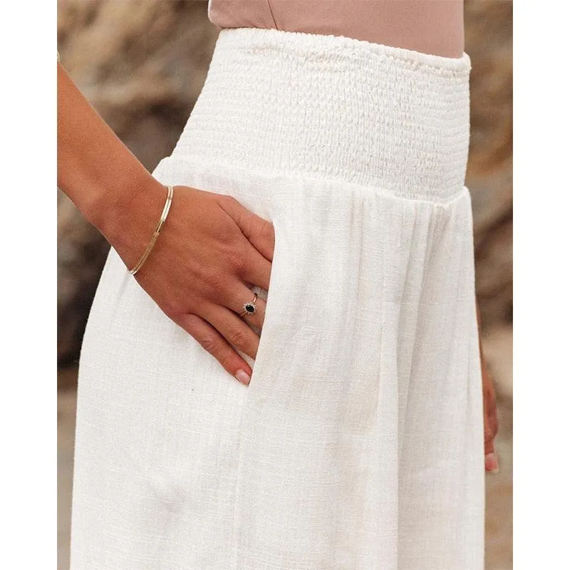 Women's Wide Leg Palazzo Lounge Pants | High Waist Yoga Sweatpants with Pockets, Loose Flowy Beach Pant