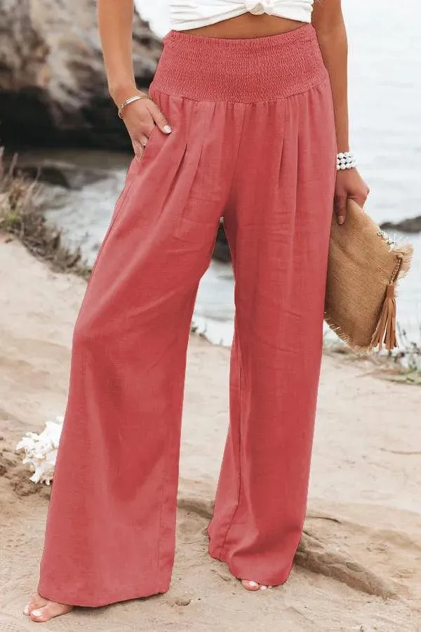 Women's Wide Leg Palazzo Lounge Pants | High Waist Yoga Sweatpants with Pockets, Loose Flowy Beach Pant