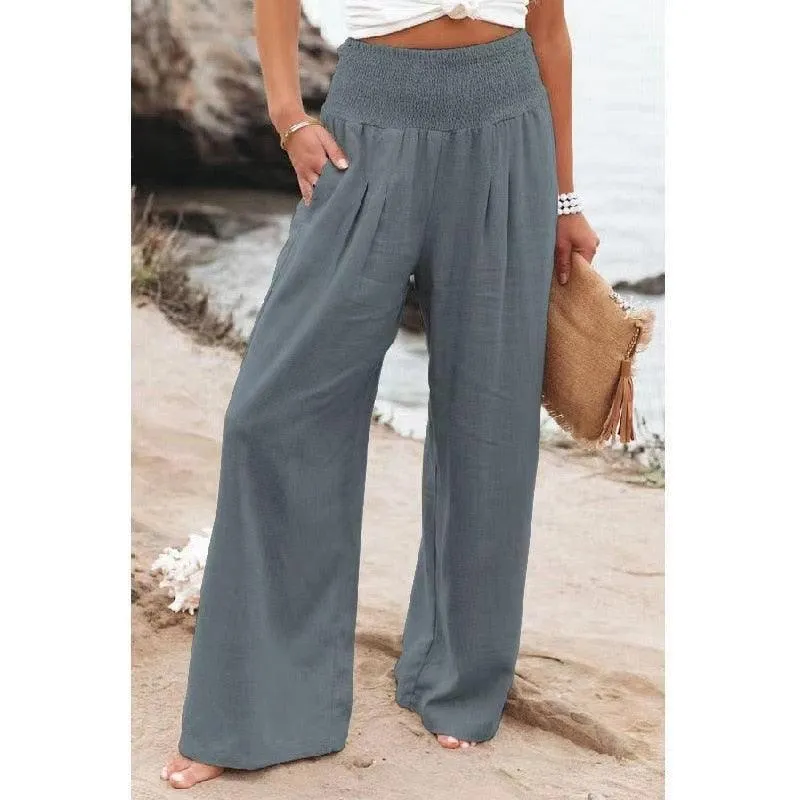 Women's Wide Leg Palazzo Lounge Pants | High Waist Yoga Sweatpants with Pockets, Loose Flowy Beach Pant