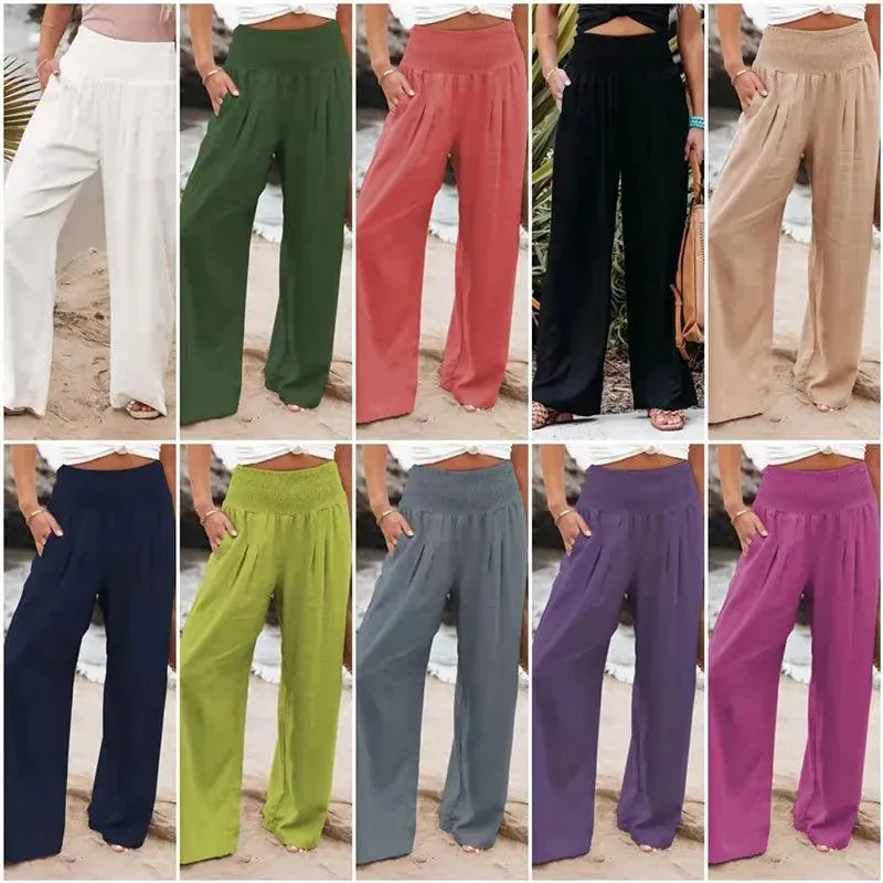 Women's Wide Leg Palazzo Lounge Pants | High Waist Yoga Sweatpants with Pockets, Loose Flowy Beach Pant