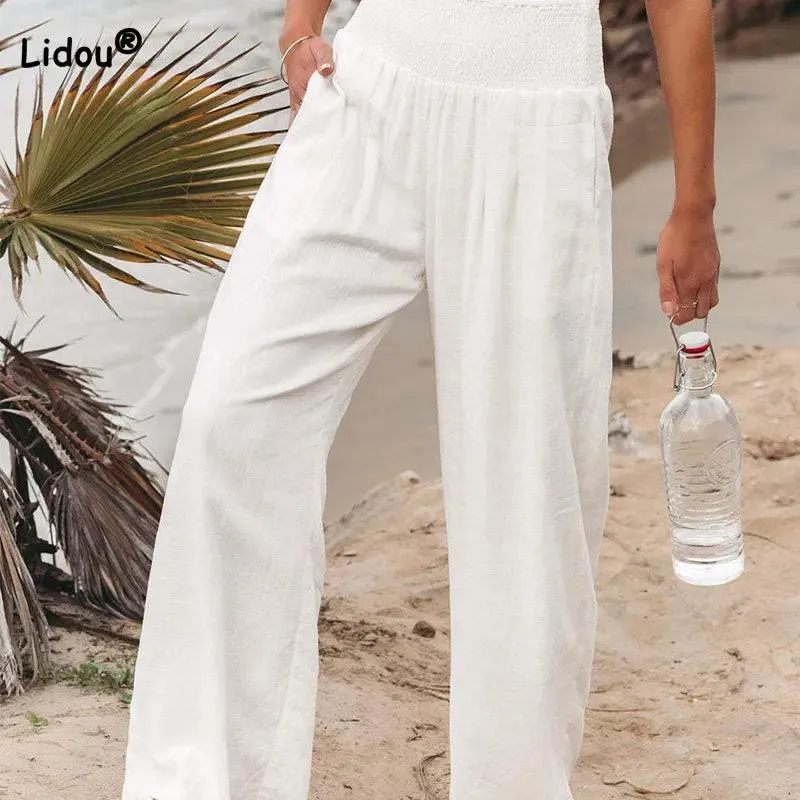 Women's Wide Leg Palazzo Lounge Pants | High Waist Yoga Sweatpants with Pockets, Loose Flowy Beach Pant