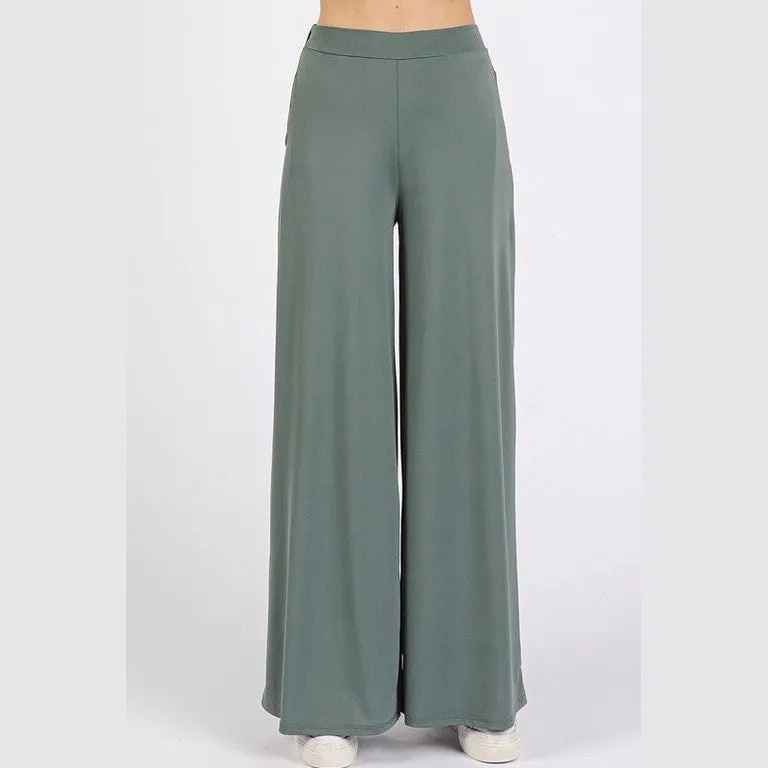 Yoga Air Stretch Elastic Waist Wide Leg Pants