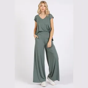 Yoga Air Stretch Elastic Waist Wide Leg Pants
