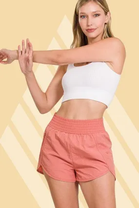 ZENANA Windbreaker Smocked Waistband Running Shorts